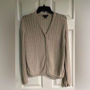 Ann Taylor Linen Blend V-Neck Knit Cardigan Women’s Size Large